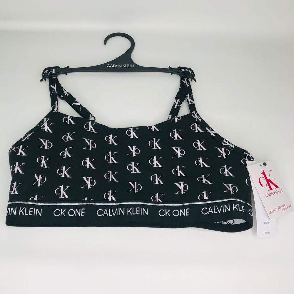 Calvin Klein One M Black Logo Adjustable Strap Bra
